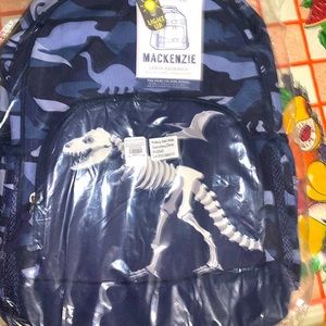 Pottery barn Mackenzie large blue gray dino glow in the dark backpack